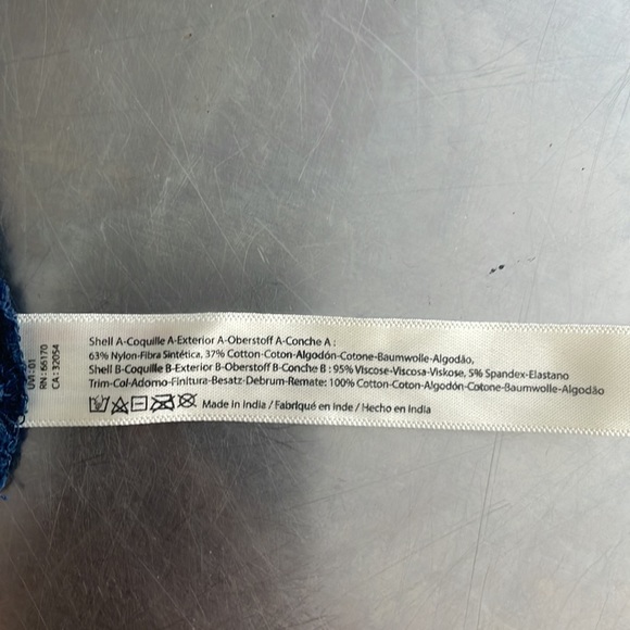 FREE PEOPLE Fp One Adella Bralette Lace Blue Criss Cross Smocked Crop Bra Top - Picture 7 of 7